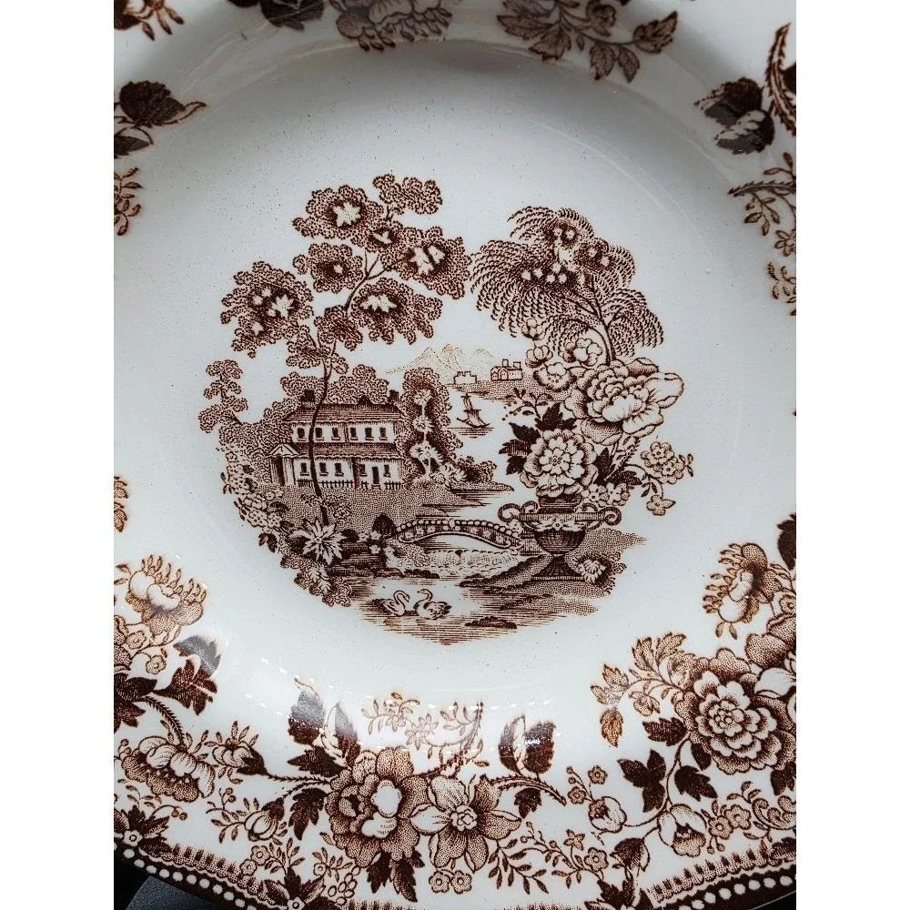 Vintage‎ Royal Staffordshire Tonquin Dinnerware 2 Soup Bowls Clarice Cliff Brown